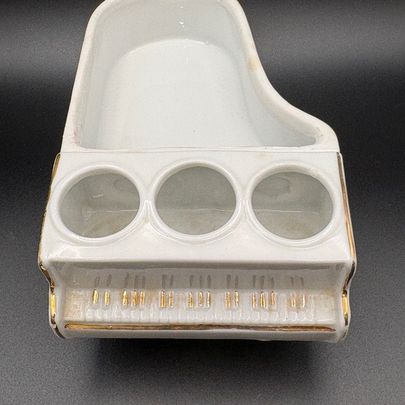 Vintage DeVilbiss Ceramic Floral Piano W/Gold Accents Candle Holder Trinket Box - Picture 8 of 16